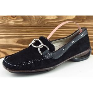 ASGI Sz 5.5 M Black Square‎ Toe Loafer Leather 020906